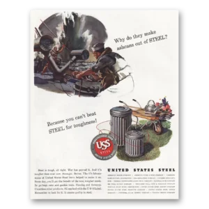 1944 United States Steel Print Ad | Ashcans