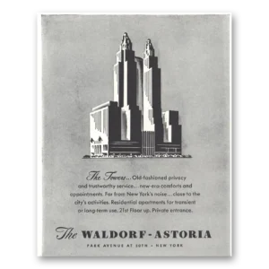 1944 Waldorf Astoria Print Ad | Old Fashioned