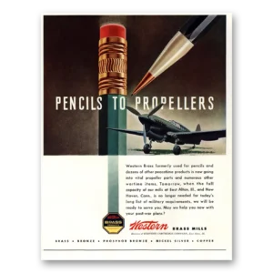 1944 Western Brass Mills Print Ad | Pencils Propellers