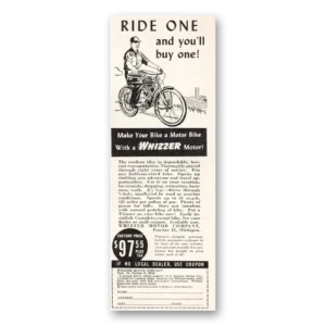 1944 Whizzer Bike Motor Print Ad | Whizzer Motor