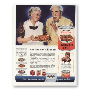 1944 Wilsons Corned Beef Hash Print Ad | Can't Beat It