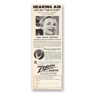 1944 Zenith Hearing Aid Print Ad | Look Youth