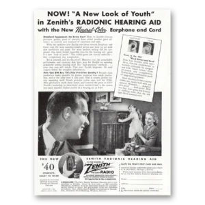 1944 Zenith Hearing Aid Print Ad | Look Youth