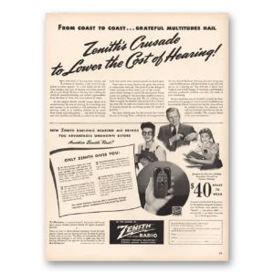 1944 Zenith Hearing Aid Print Ad | Crusade