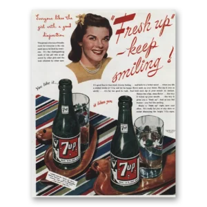 1945 7Up Print Ad | Girl With Good Disposition