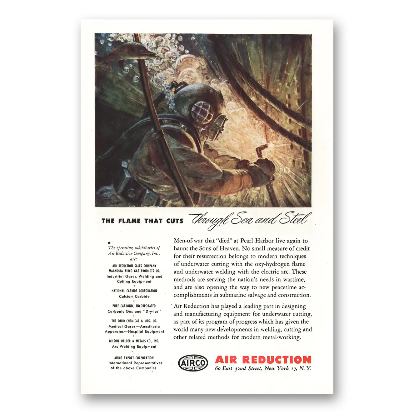 1945 Air Reduction Airco Print Ad | Flame Cuts