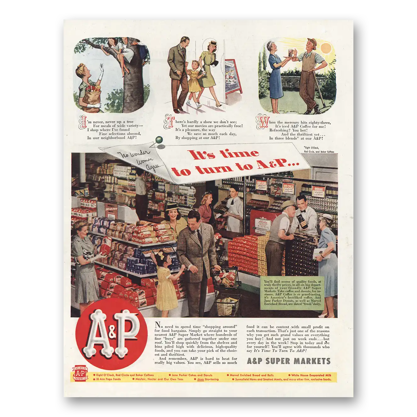 1945 A&P Print Ad | Time To Turn To A&p