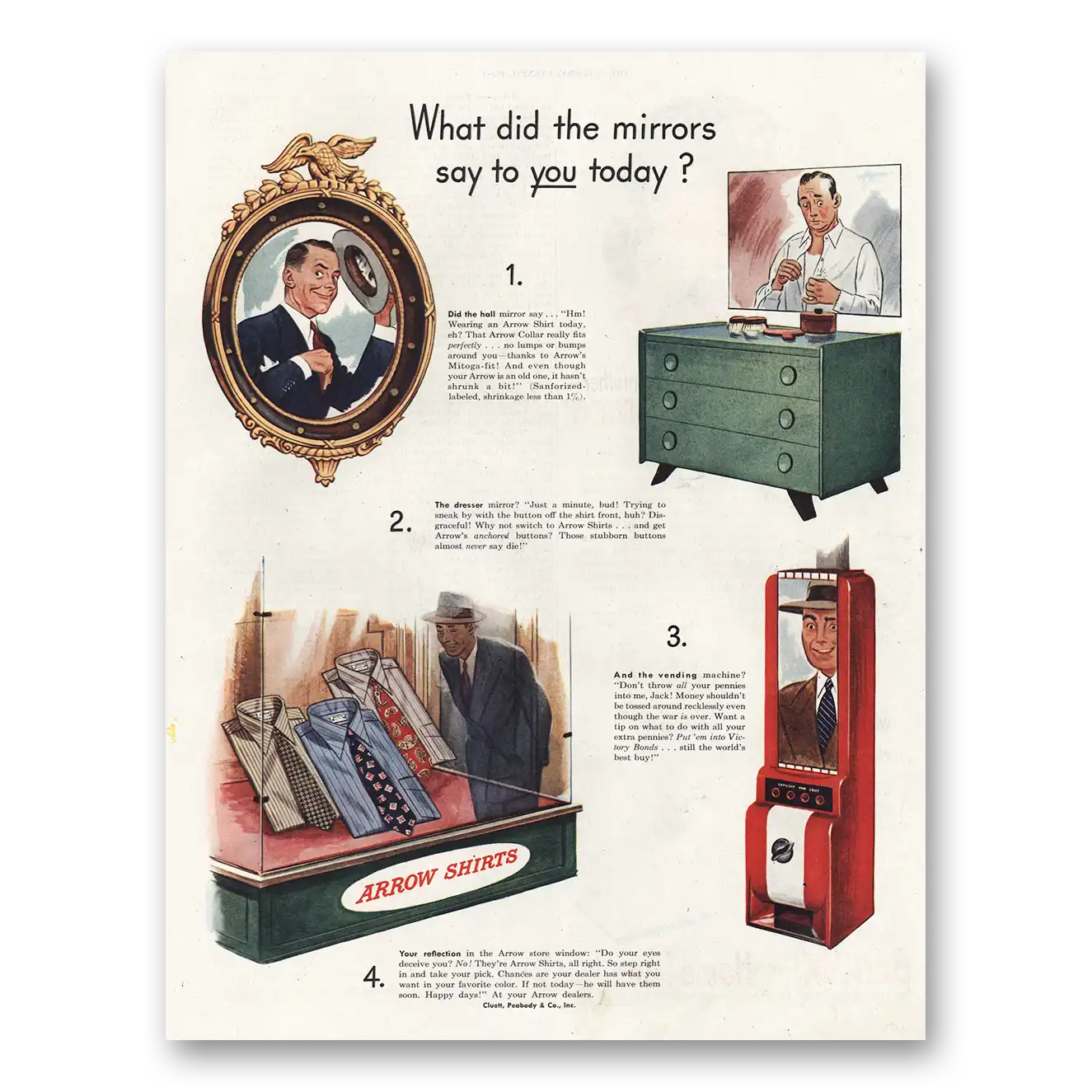 1945 Arrow Shirts Print Ad | What Did The Mirrors Say