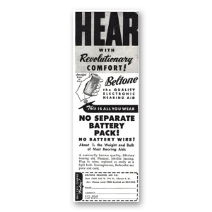 1945 Beltone Hearing Aid Print Ad | Revolutionary