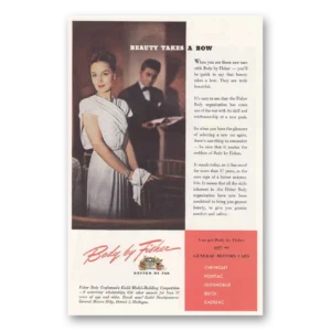 1945 Body by Fisher Print Ad | Beauty Takes Bow