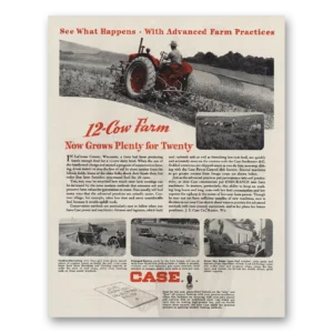 1945 Case Tractors Print Ad | 12 Cow Farm