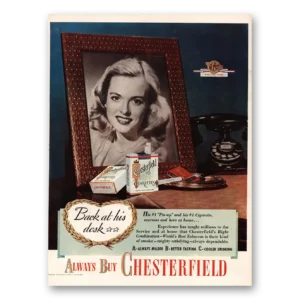 1945 Chesterfield Cigarettes Print Ad | Pin Up