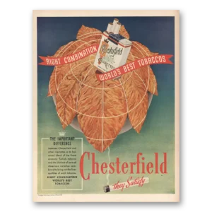 1945 Chesterfield Cigarettes Print Ad | Right Combination