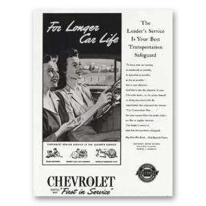 1945 Chevrolet Print Ad | Longer Car Life
