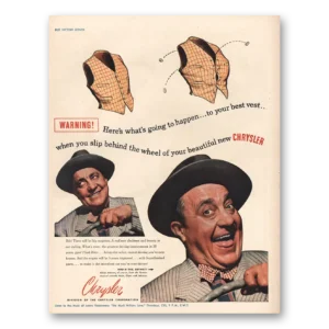 1945 Chrysler Print Ad | Your Best Vest Slip Behind Wheel