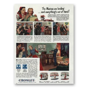 1945 Crosley Radio Print Ad | Marines Landing