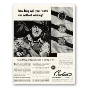1945 Croton Watch Print Ad | Aquamatic Watch