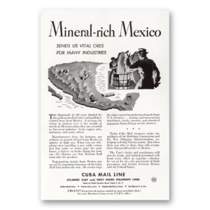 1945 Cuba Mail Line Print Ad | Mineral Rich