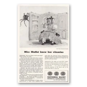 1945 National Dairy Print Ad | Miss Muffet