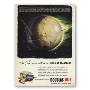 1945 Douglas DC6 Print Ad | Sun Never Sets
