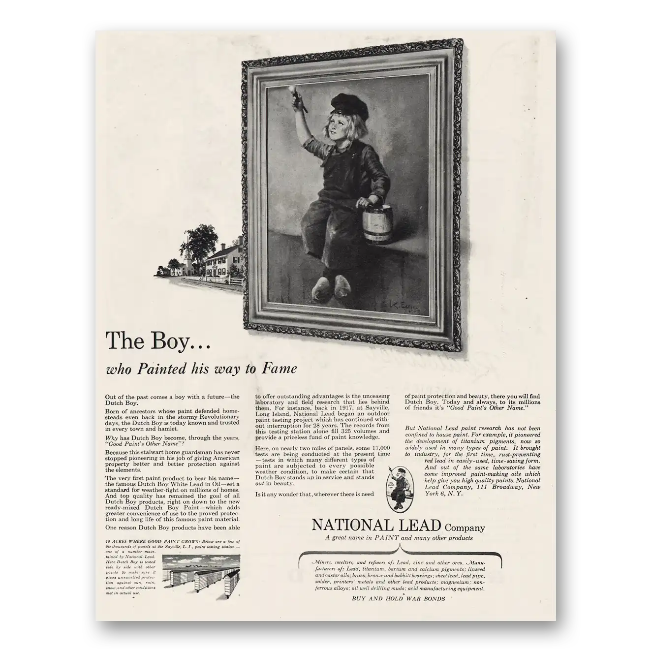 1945 Dutch Boy Paint Print Ad | Boy Who Painted His Way To Fame