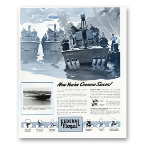 1945 Federal Mogul Print Ad | Cooking Sailor