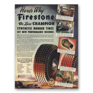 1945 Firestone Tires Print Ad | Deluxe Champion