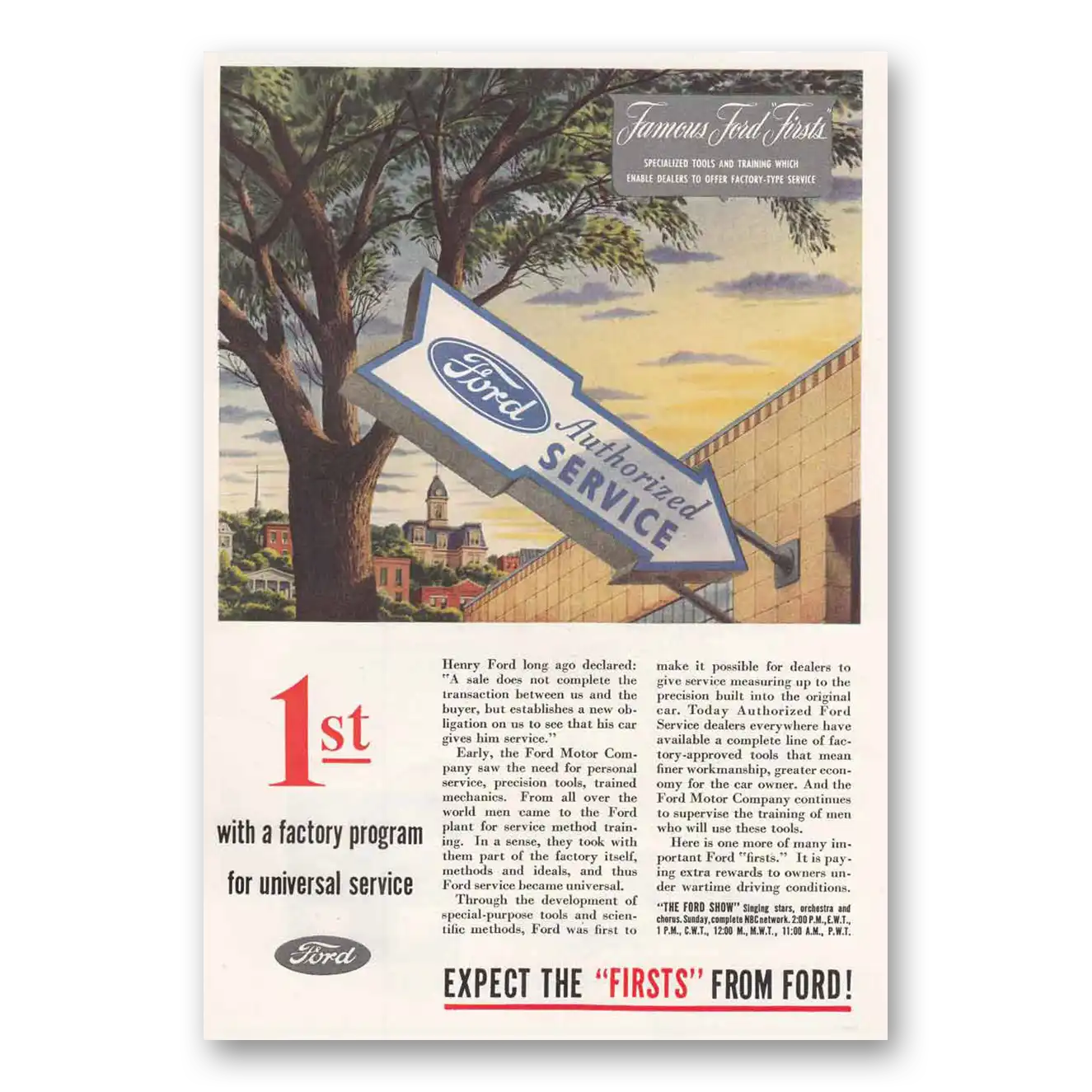 1945 Ford Parts and Service Print Ad | Authorized Service