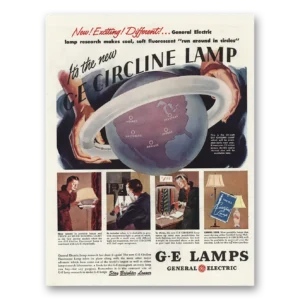 1945 GE Lamps Print Ad | Circline Lamp