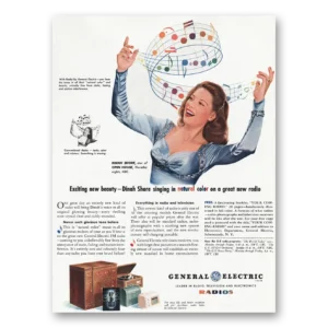 1945 General Electric Radio Print Ad | Dinah Shore