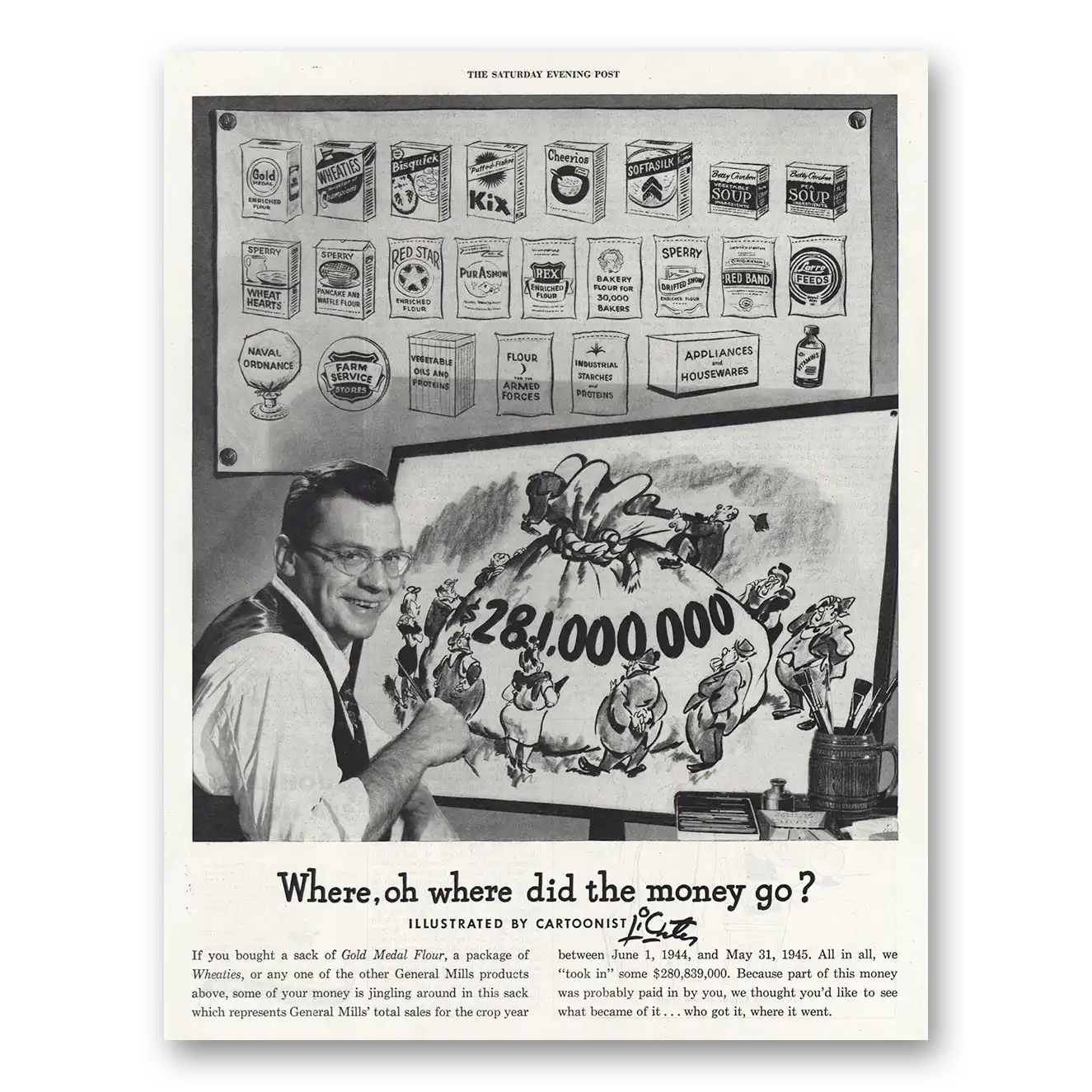 1945 General Mills Print Ad | Where Did The Money Go
