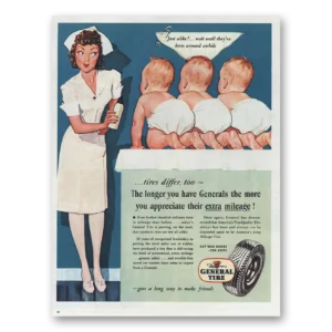 1945 General Tire Print Ad | Just Alike Wait Until Theyve Been Around