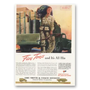 1945 GMC Trucks Print Ad | Five Tons