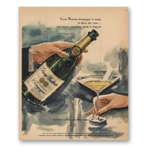 1956 Great Western Champagne Print Ad | Magic