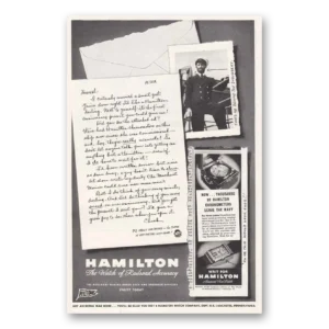 1945 Hamilton Watch Print Ad | Letter Sea