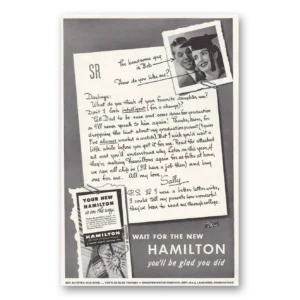 1945 Hamilton Watch Print Ad | Handsome Guy