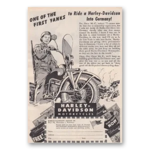 1945 Harley Davidson Print Ad | Yanks To Ride