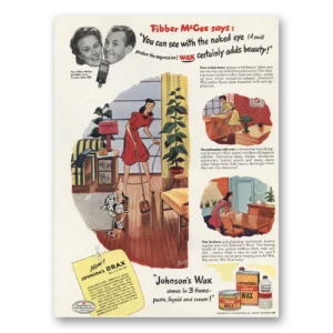 1945 Johnsons Wax Print Ad | Fibber Mcgee