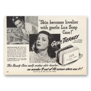 1945 Lux Soap Print Ad | Gene Tierney