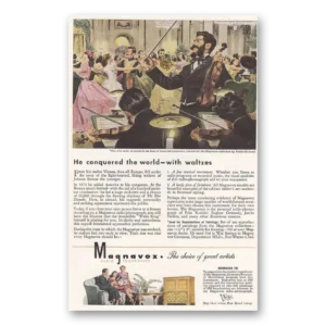 1945 Magnavox Radio Phonograph Print Ad | Conquered World