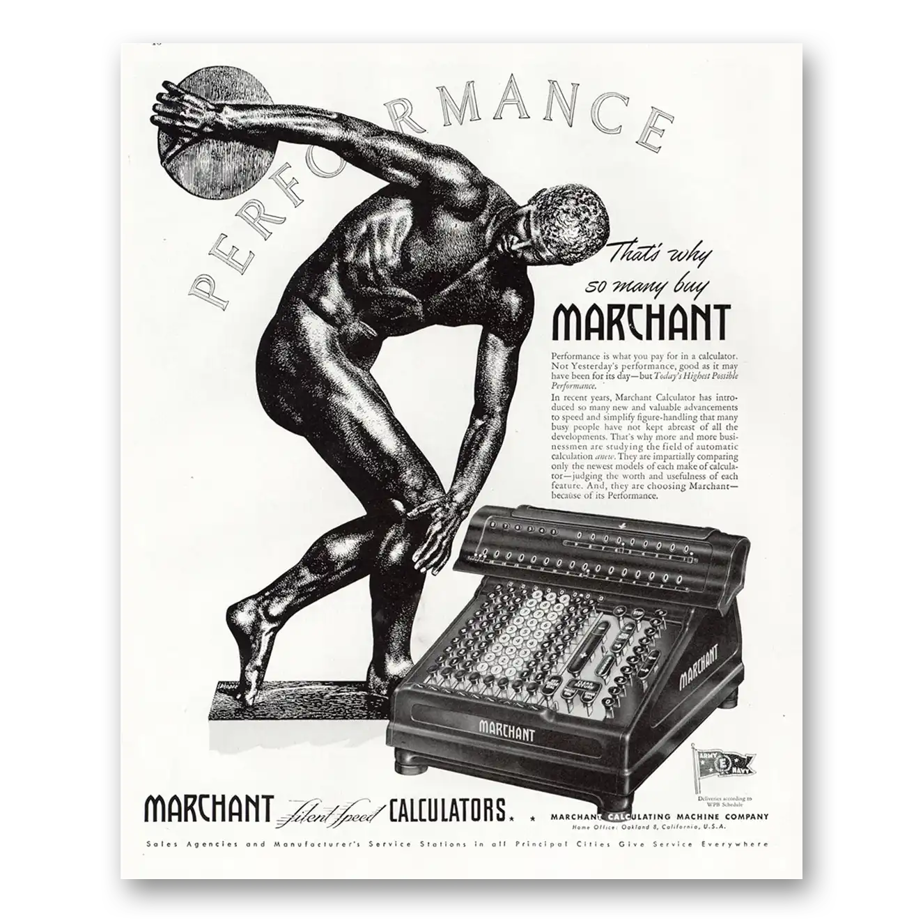 1945 Marchant Calculating Machine Print Ad | So Many Buy