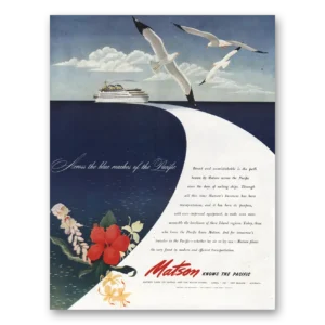 1945 Matson Line Print Ad | Blue Reaches