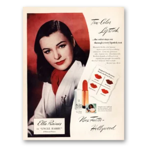 1945 Max Factor Lipstick Print Ad | Ella Raines