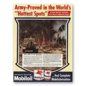 1945 Mobiloil Print Ad | Army Proved