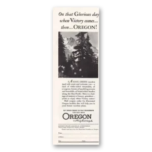 1945 Oregon Print Ad | Victory Comes