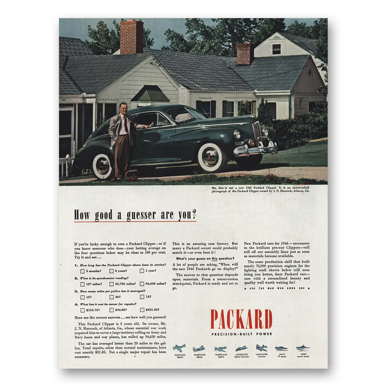 1945 Packard Print Ad | How Good Guesser Are You
