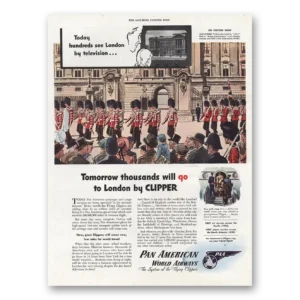 1945 Pan Am Print Ad | Thousands Will Go To London By Clipper