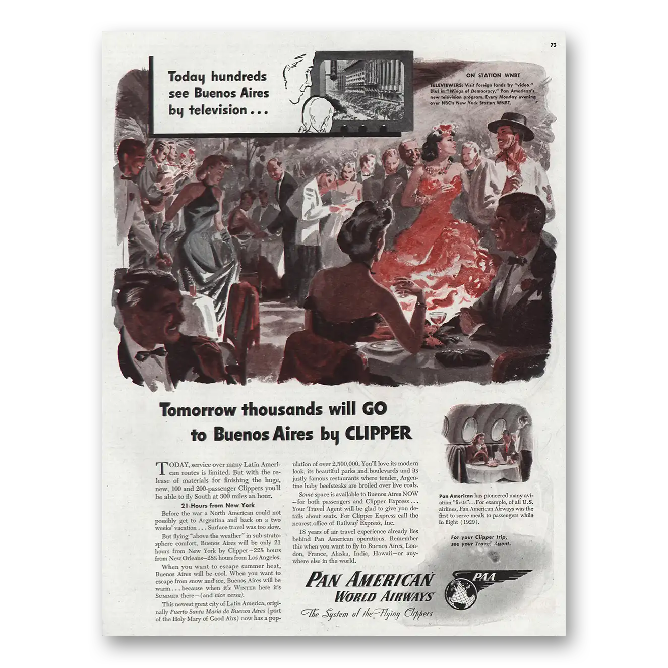 1945 Pan Am Print Ad | Buenos Aires
