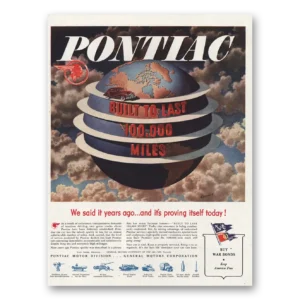 1945 Pontiac Print Ad | Built To Last 100000 Miles