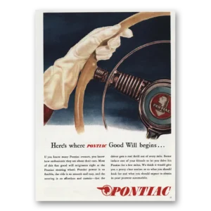 1945 Pontiac Print Ad | Good Will Begins